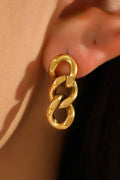 Gold Chain Link Plate Alloy Drop Earrings-0