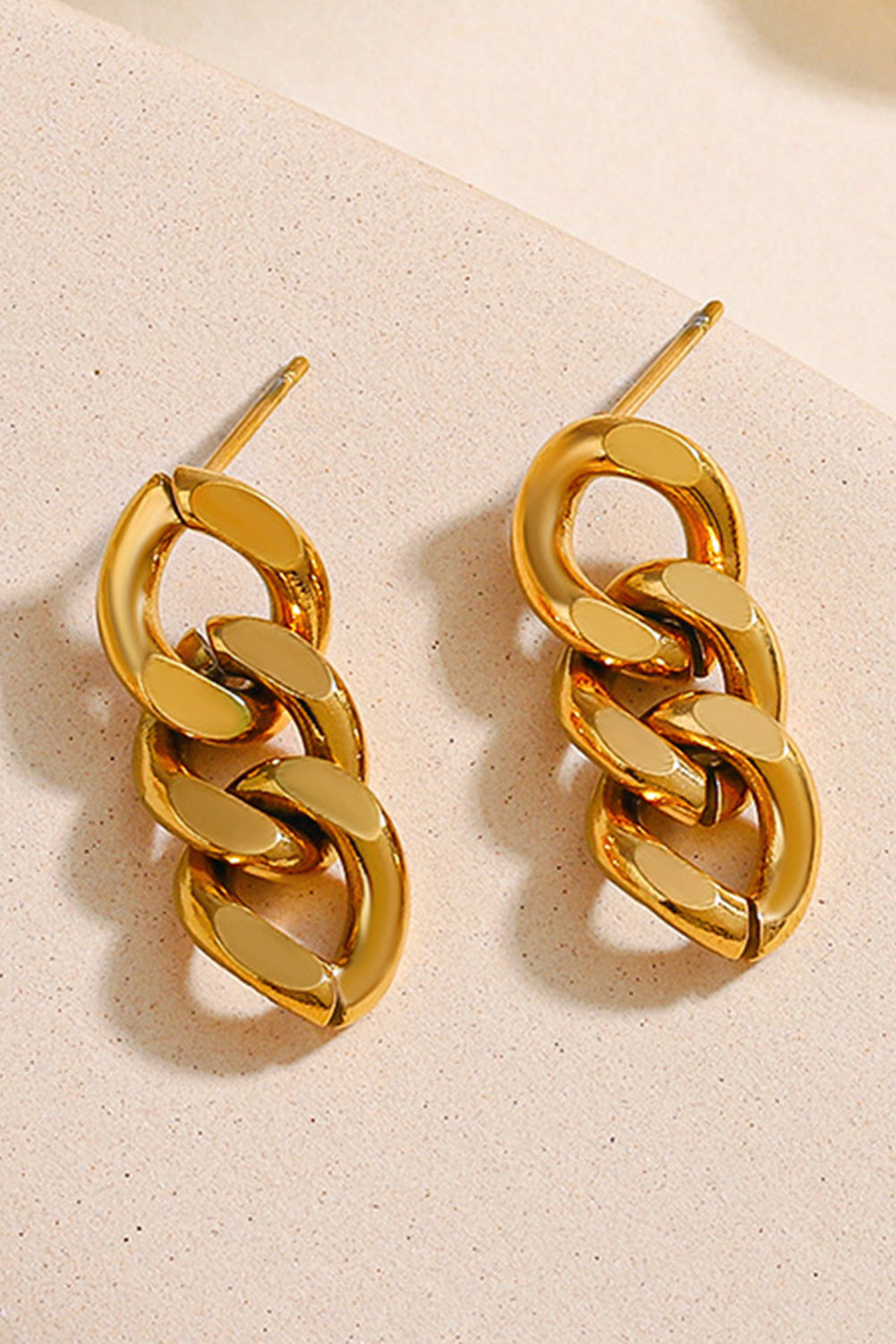 Gold Chain Link Plate Alloy Drop Earrings-1