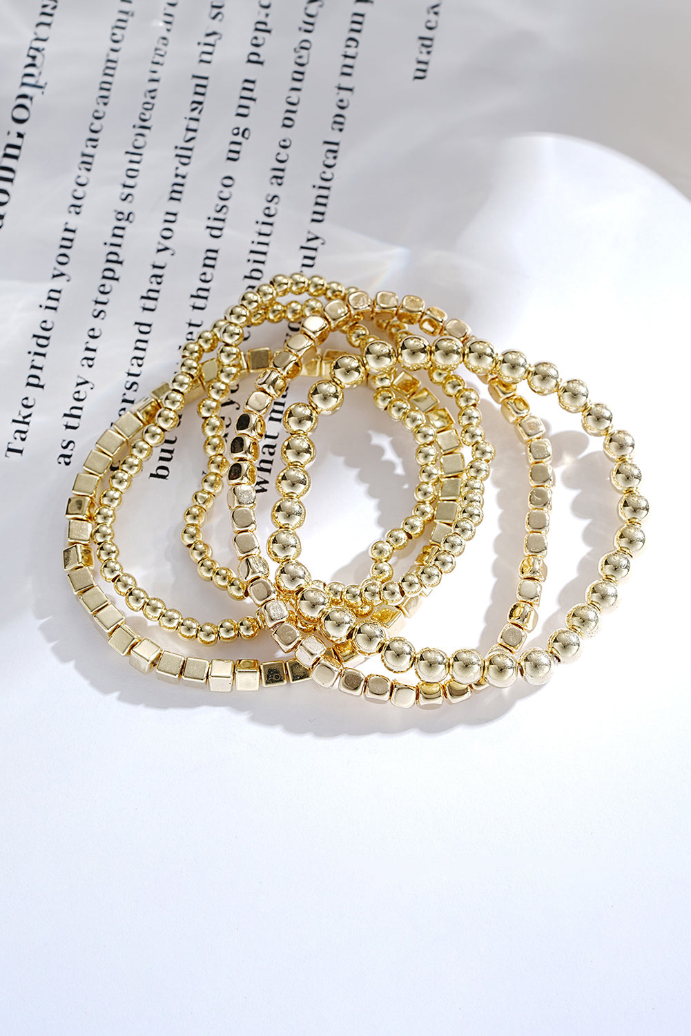 Gold Cube Beaded 5 Pcs Bracelet-2
