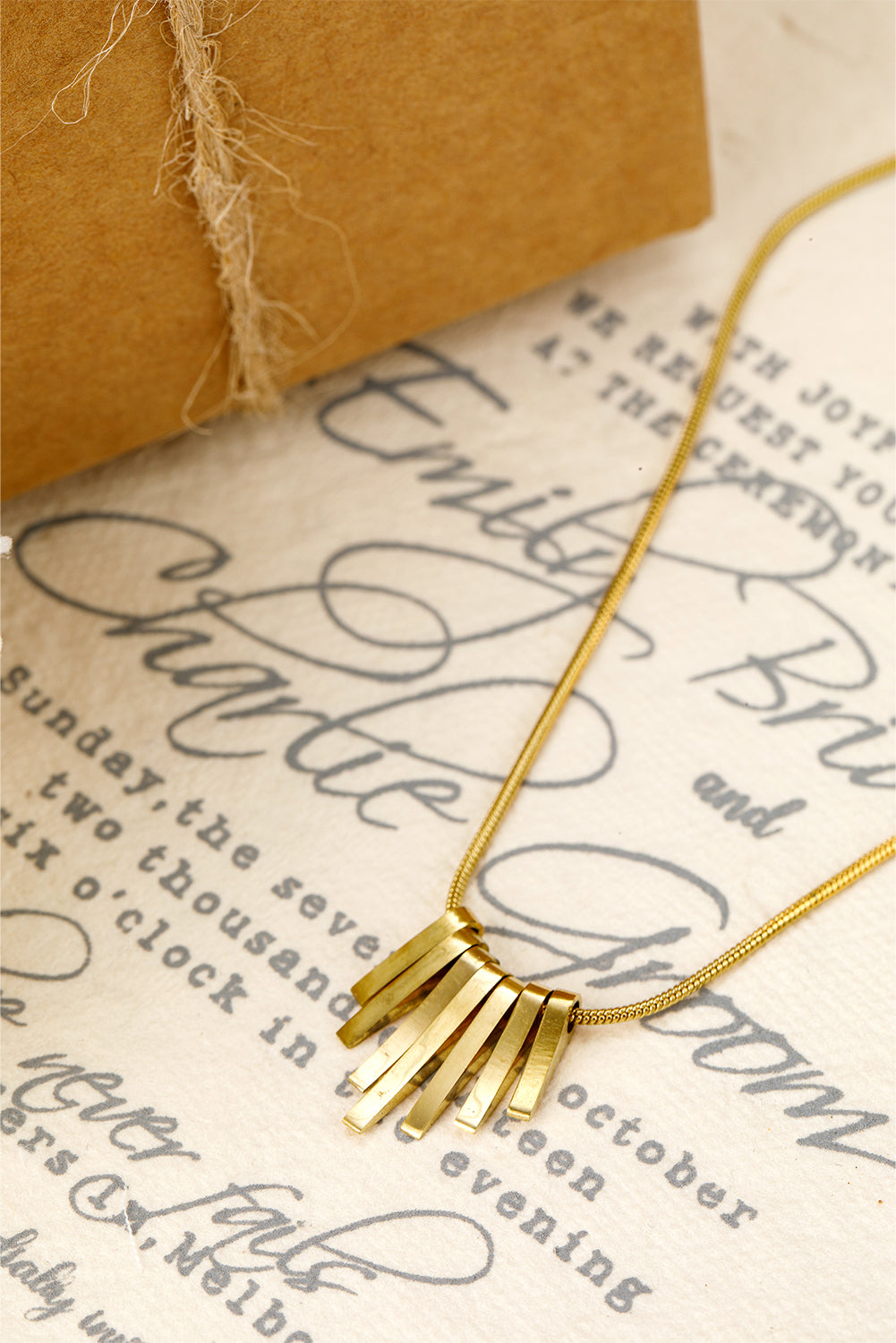 Gold Asymmetric Bar Pendant Necklace-4