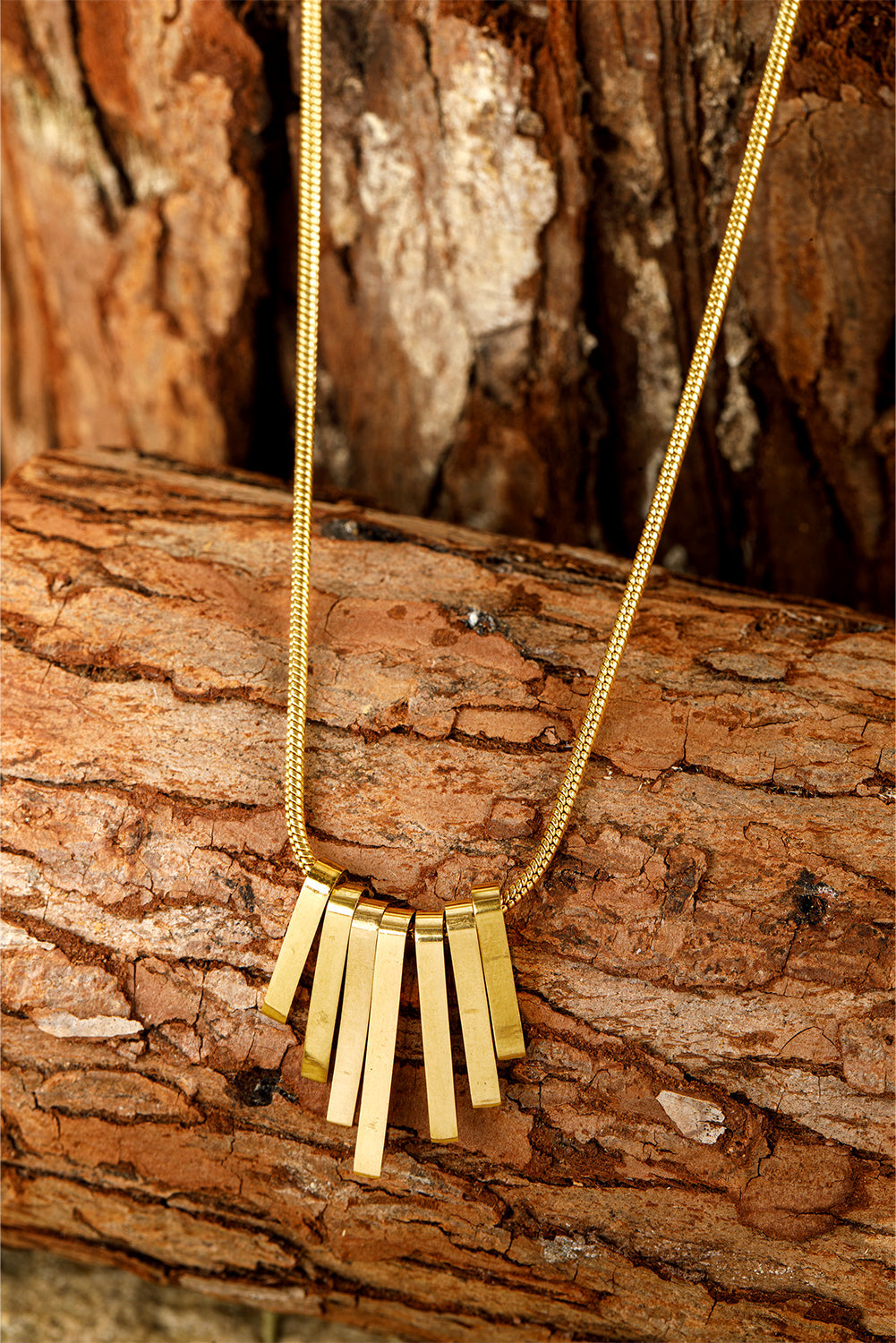 Gold Asymmetric Bar Pendant Necklace-2