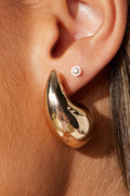 Gold Teardrop Plated Alloy Stud Earrings-0