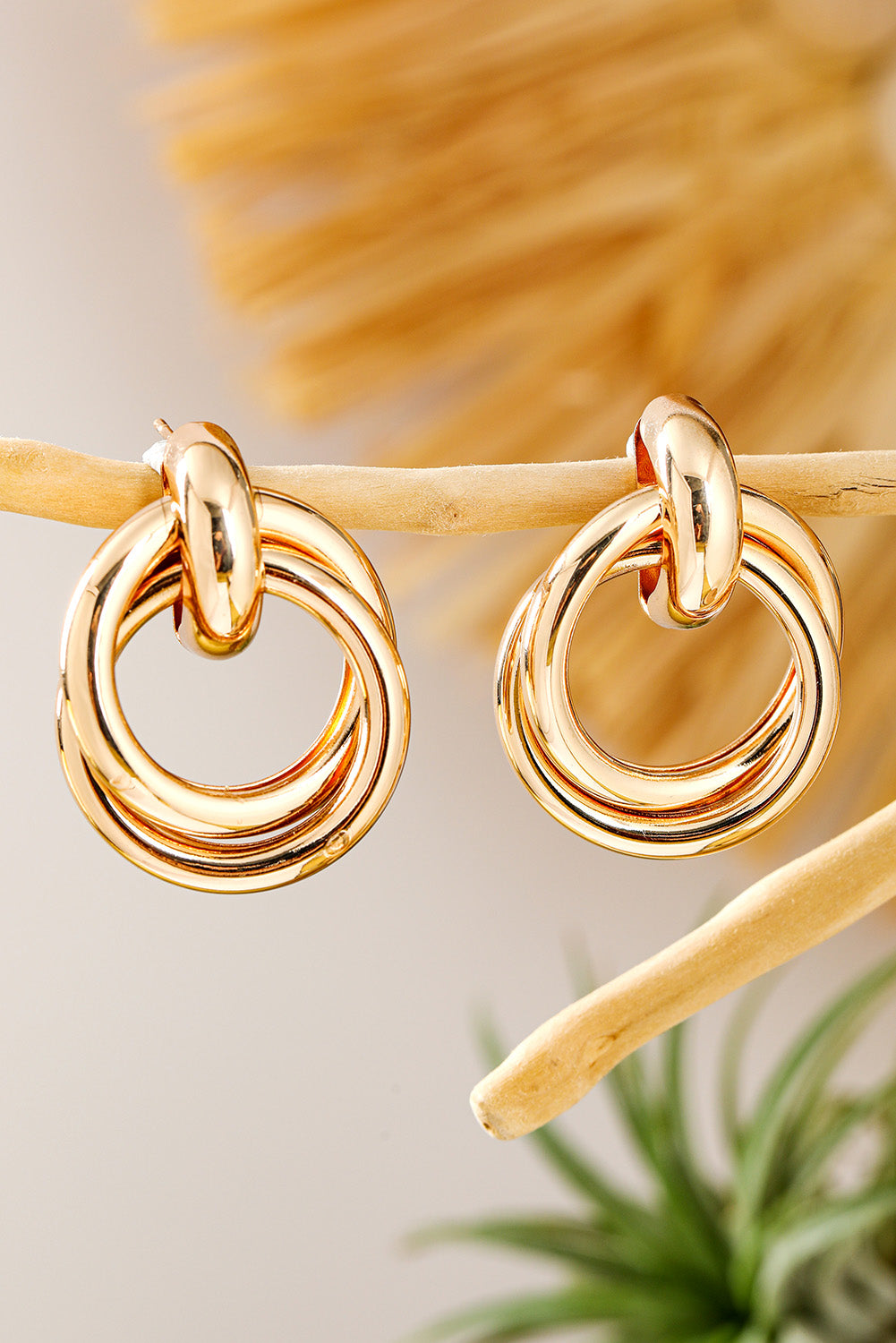 Gold Circles Stud Earrings-1