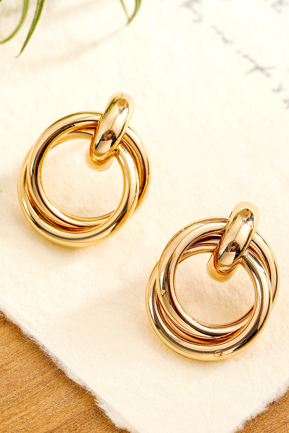 Gold Circles Stud Earrings-4