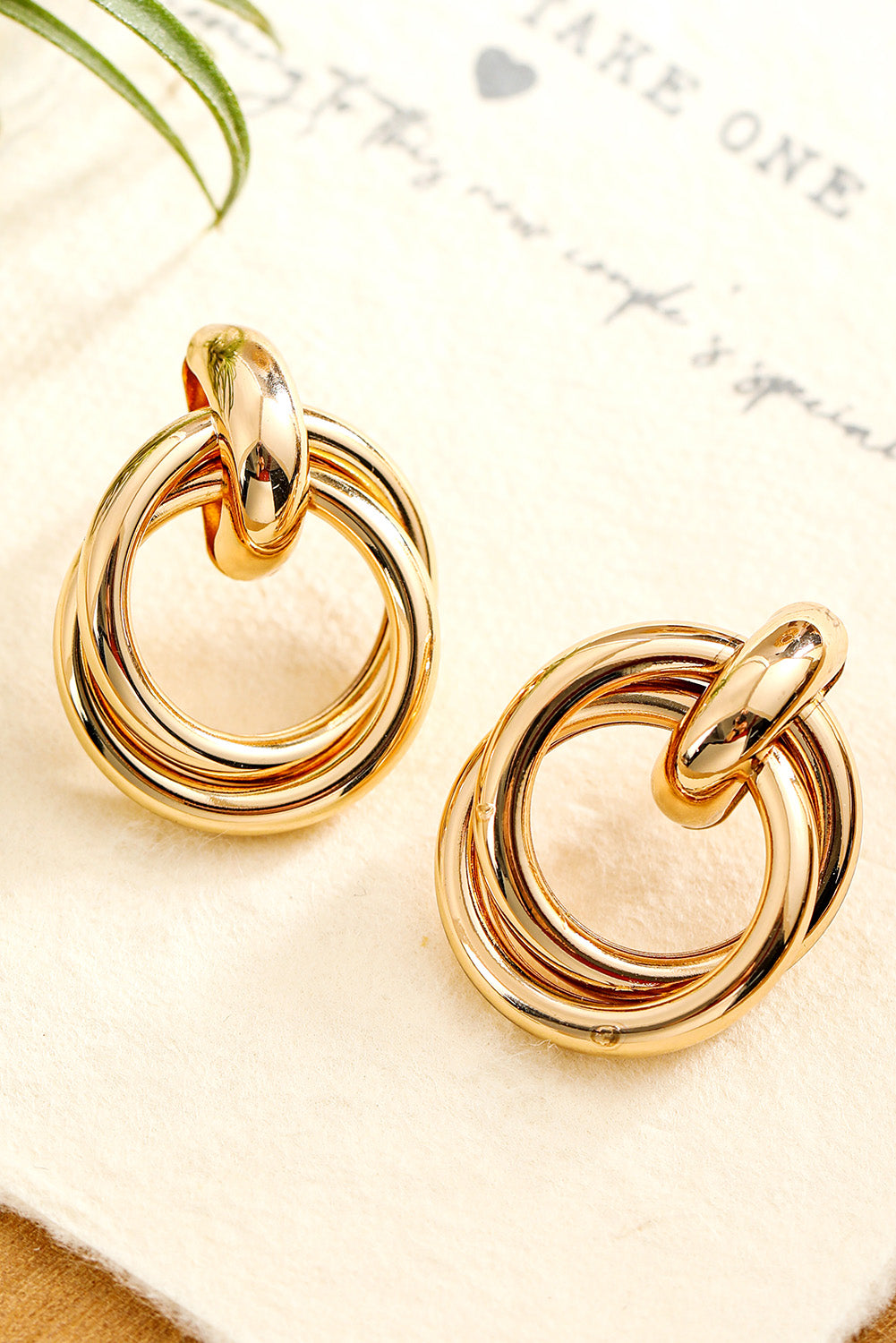 Gold Circles Stud Earrings-0