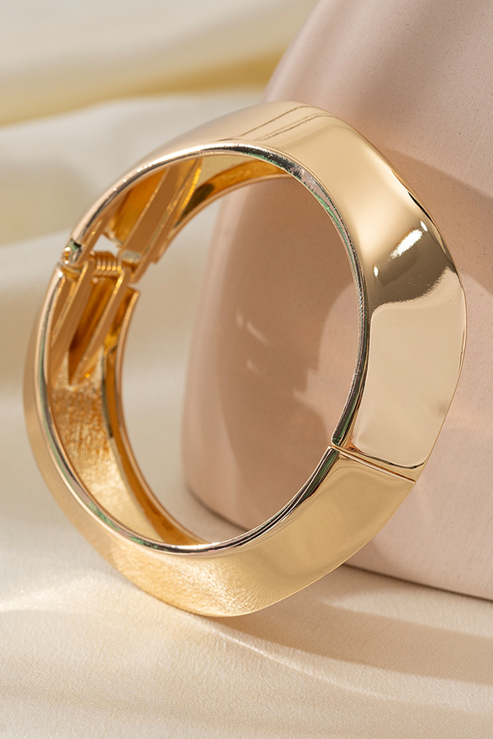 Gold Asymmetric Plated Alloy Bangle Bracelet-1