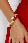 Gold Asymmetric Plated Alloy Bangle Bracelet-0