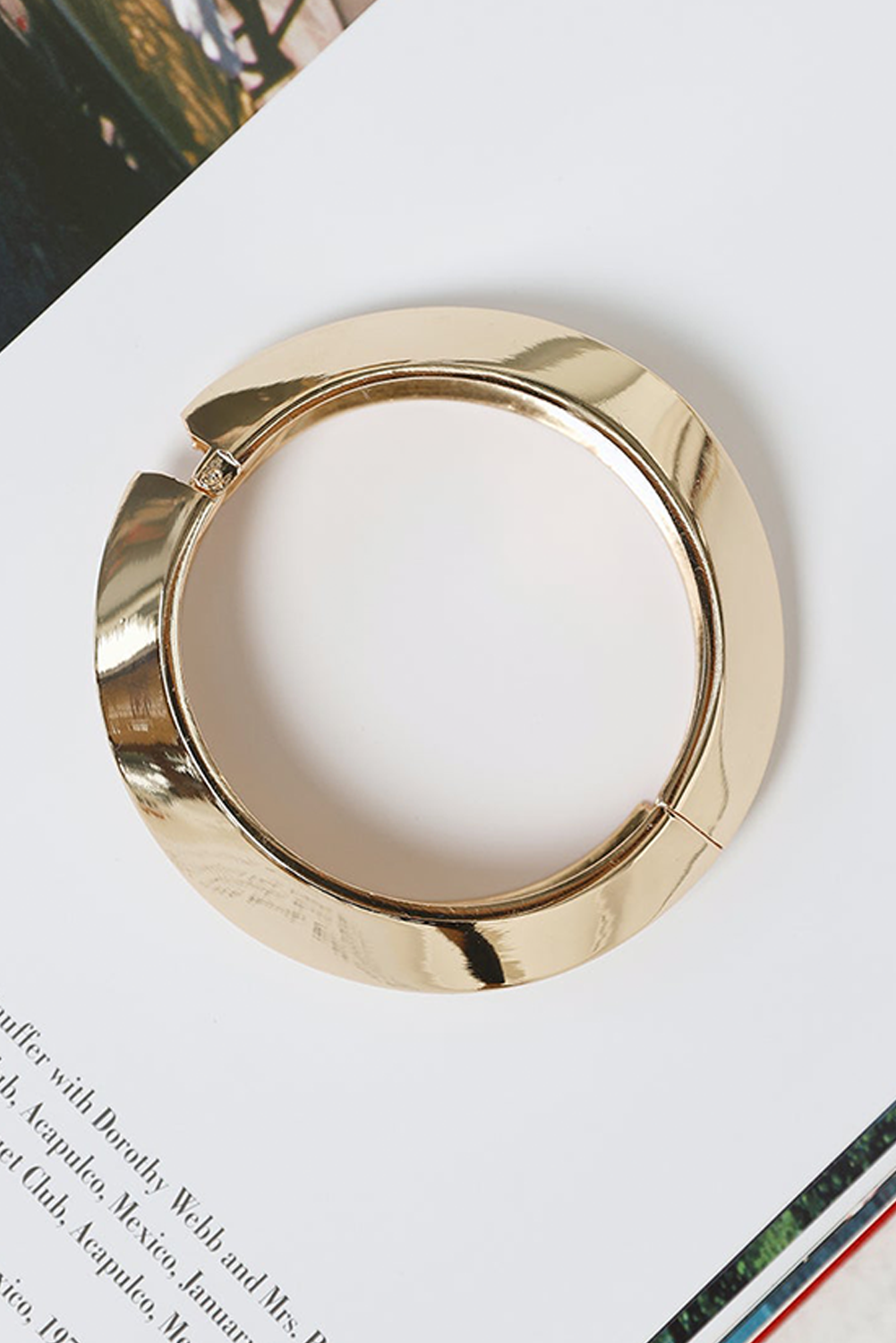 Gold Asymmetric Plated Alloy Bangle Bracelet-2
