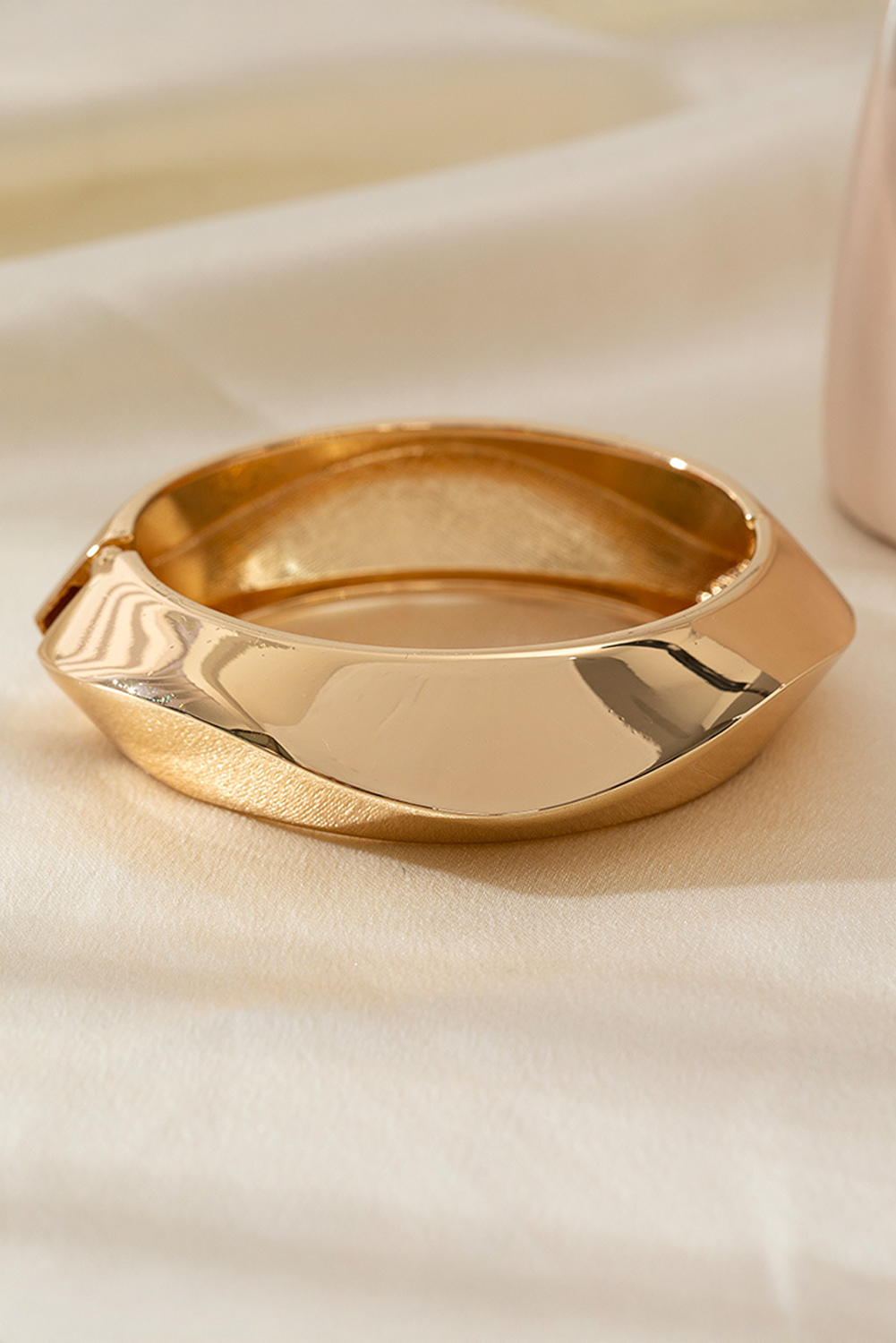 Gold Asymmetric Plated Alloy Bangle Bracelet-3