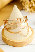 Gold Heart Knot Plated Multi Layer Open Cuff Bracelet Set-0