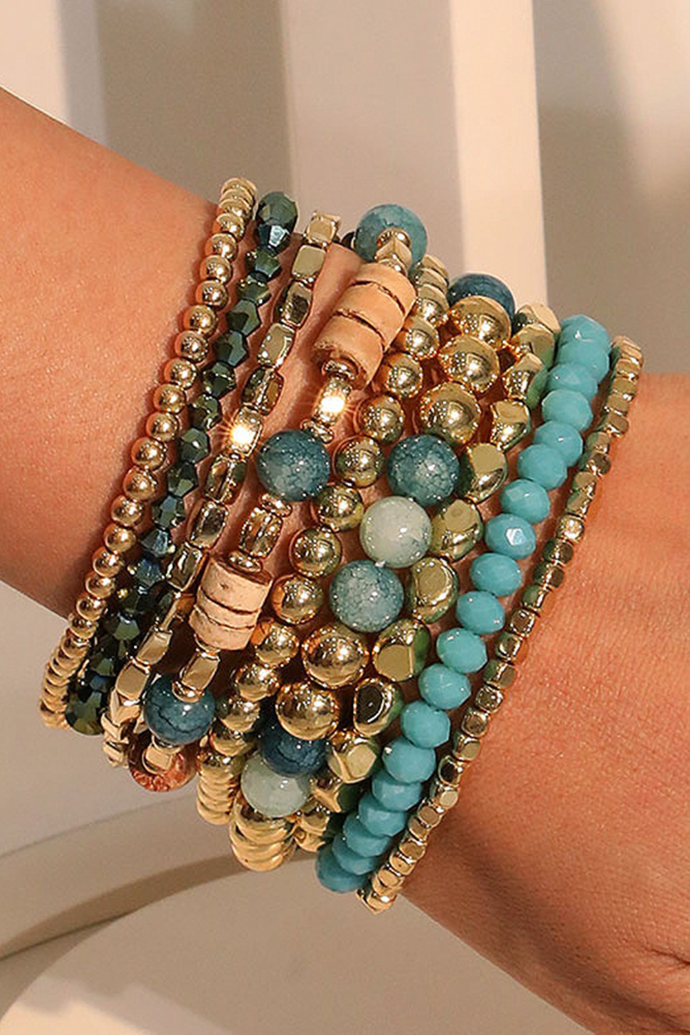 Boho Beaded Multi Layer Elastic Bracelet Set-0