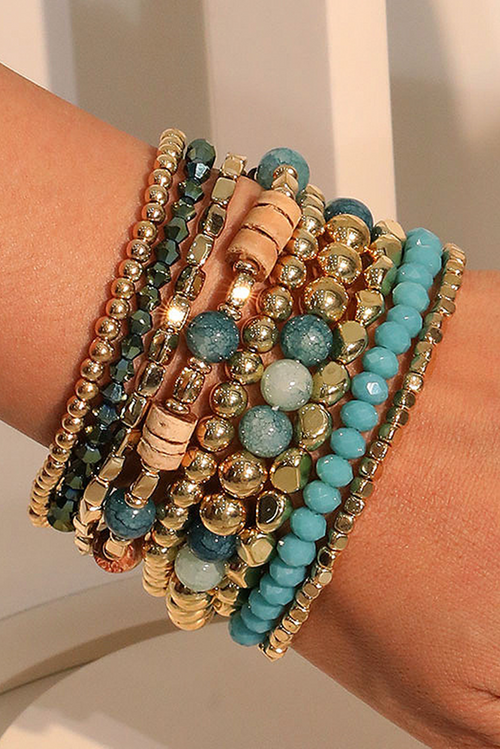 Boho Beaded Multi Layer Elastic Bracelet Set-0
