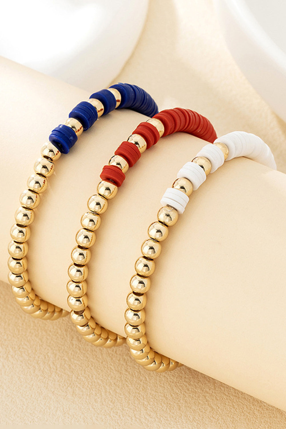 Flag Theme Beaded Triple Layer Bracelets-1