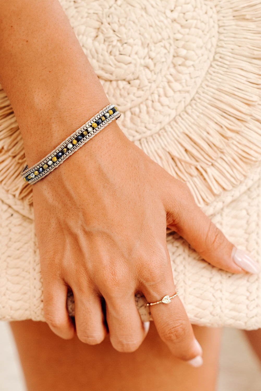 Adjustable Draw-cord Crystal Beading Bracelet-2