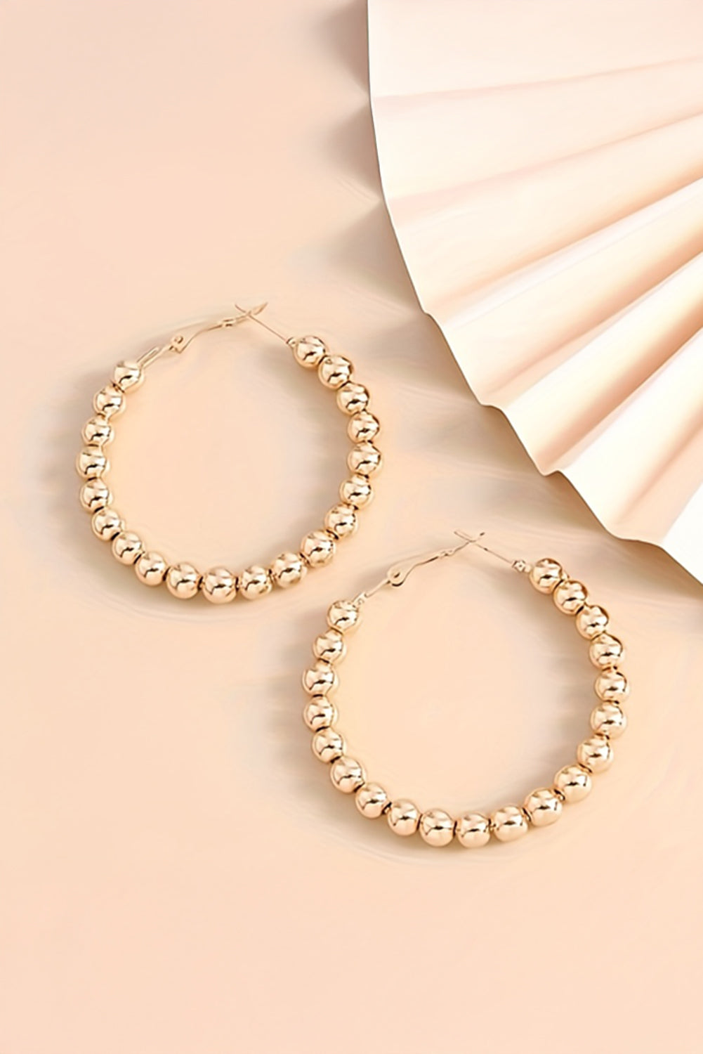 Gold Beads Hoop Earrings-0