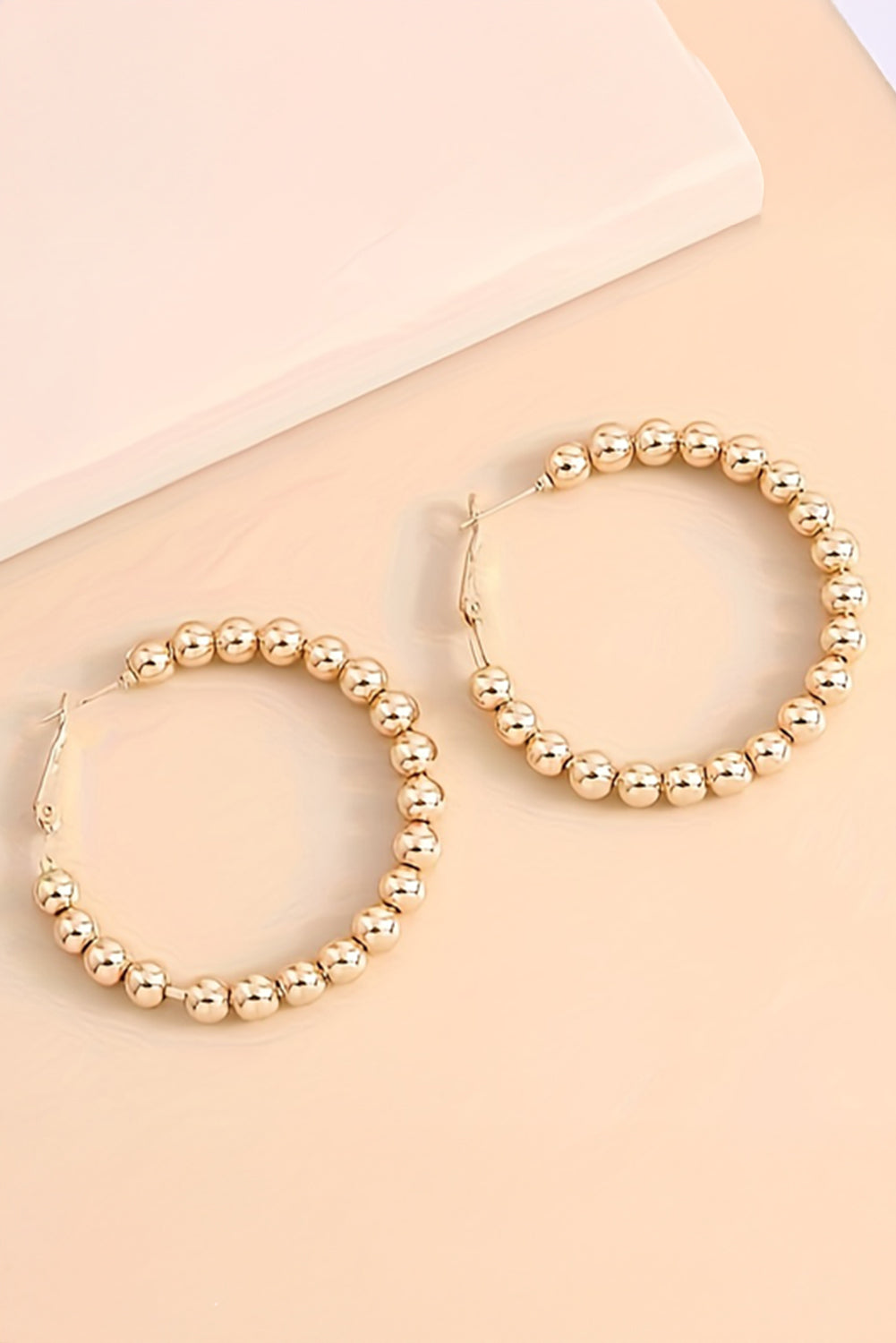 Gold Beads Hoop Earrings-2