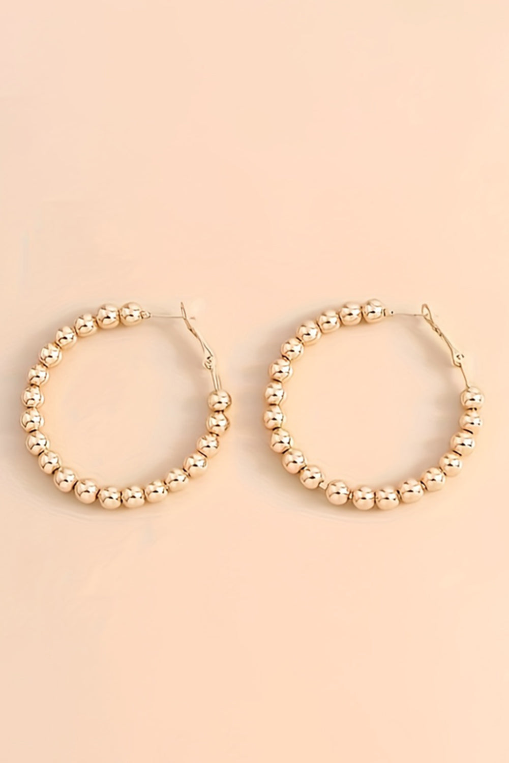 Gold Beads Hoop Earrings-3