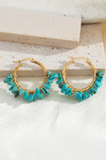Turquoise Irregular Stone Hoop Earrings-0