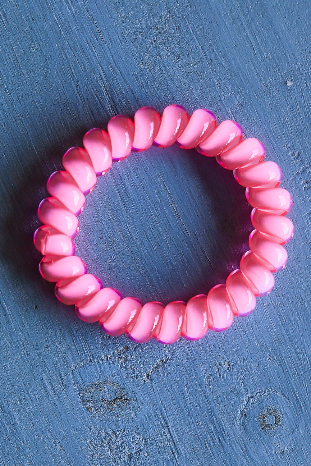 3 PCS Pink Phone Cord Hair Scrunchies-3