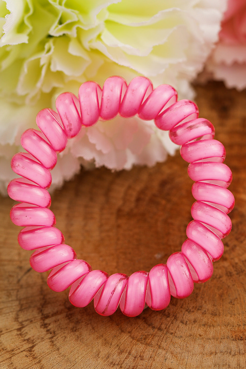 3 PCS Pink Phone Cord Hair Scrunchies-1
