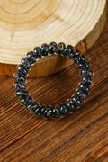 3 PCS Black Floral Phone Cord Hair Scrunchies-0
