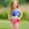 Girls 2 pc Patriotic Red White Blue Stars Stripes Tankini Swimsuit 4th of July-0