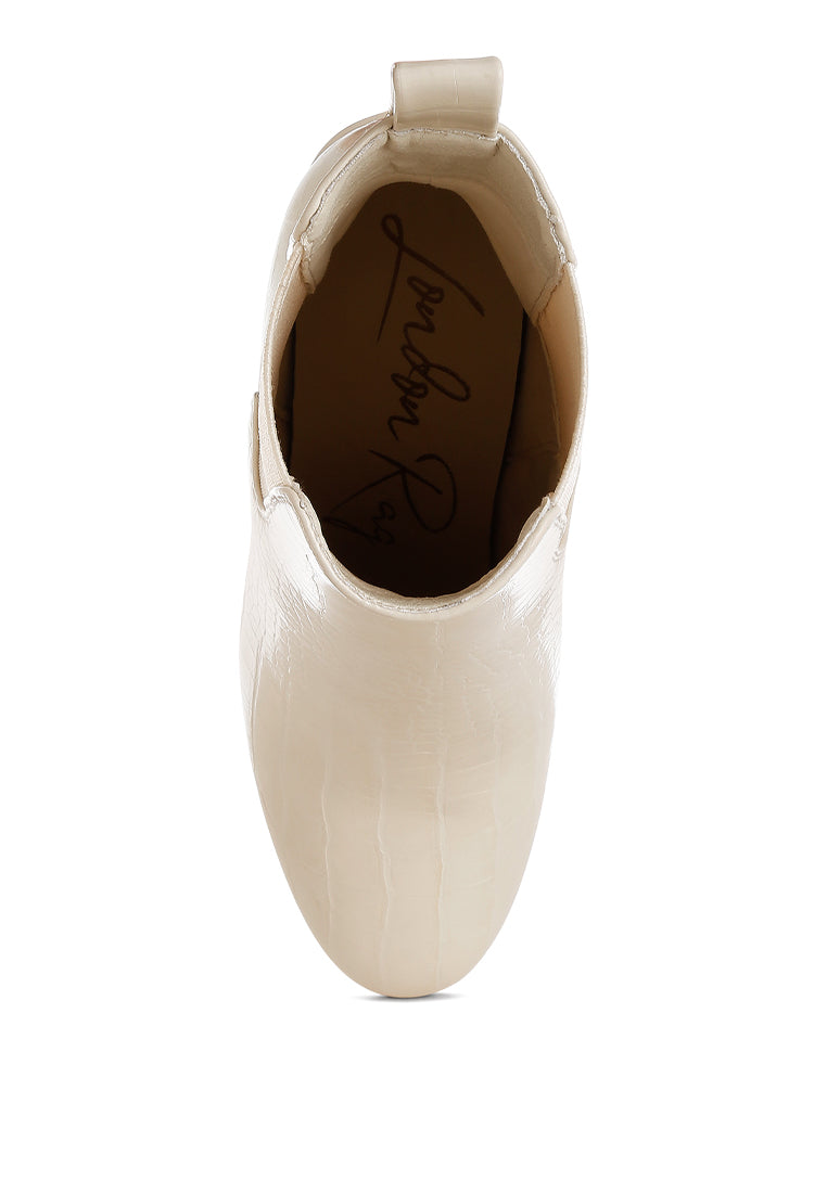 Babbel Faux Leather Block Heel Ankle Boots-3