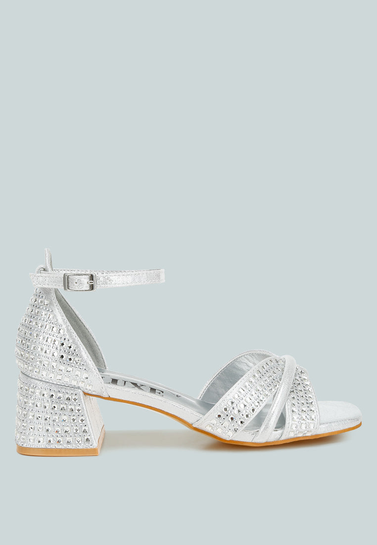 Babylon Low Block Heel Rhinestone Sandals-5