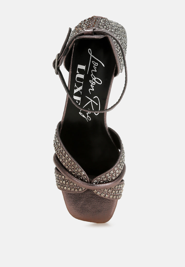 Babylon Low Block Heel Rhinestone Sandals-3