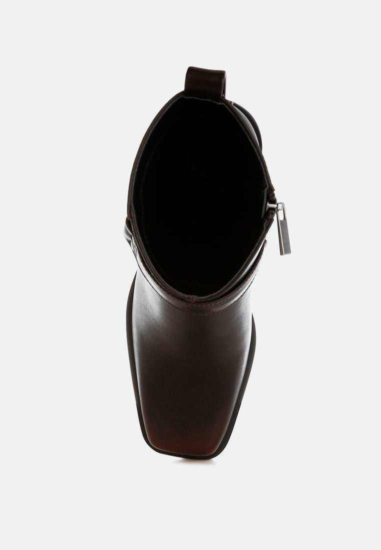 Baccata Elevated Harness Detail Ankle Boots-3