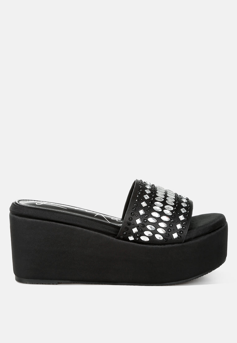 Batanga Diamante & Rhinestone Detail Stylish Flatforms-6