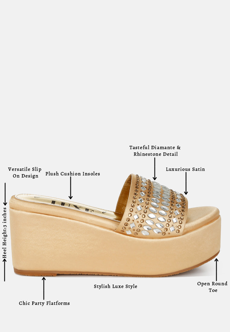 Batanga Diamante & Rhinestone Detail Stylish Flatforms-3