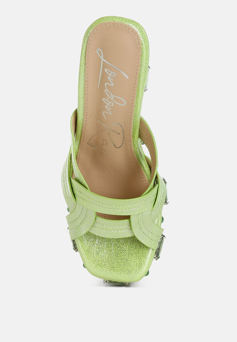 Blistronic Chunky Diamante & Rhinestone Cut-Out Sandals-4