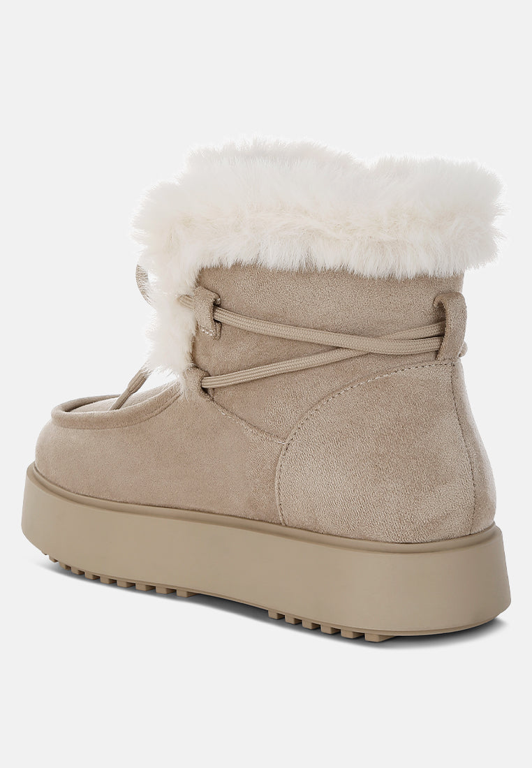 Bunting Faux Fur Collar Flatform Boots-2