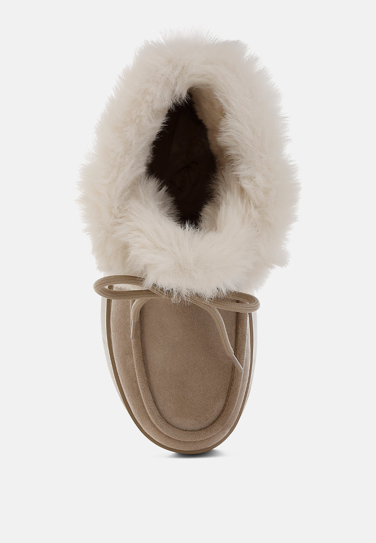 Bunting Faux Fur Collar Flatform Boots-3