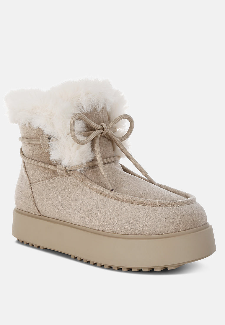 Bunting Faux Fur Collar Flatform Boots-1