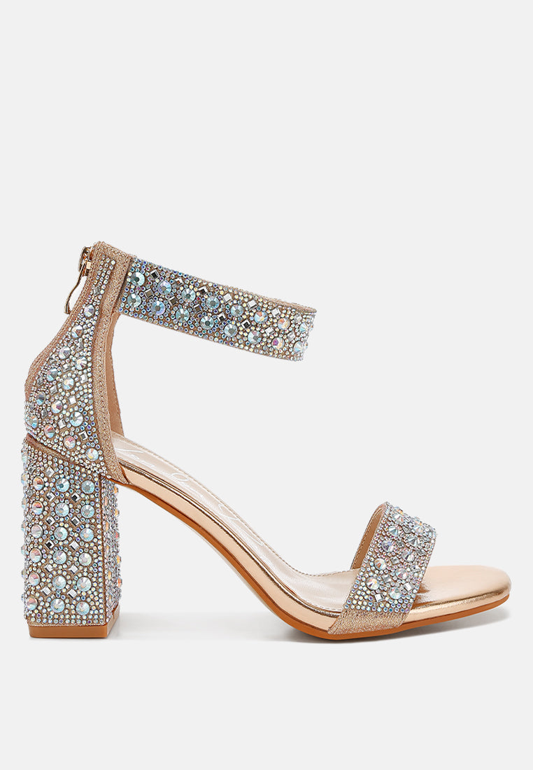 Cady Rhinestones And Sequins Block Sandals-6