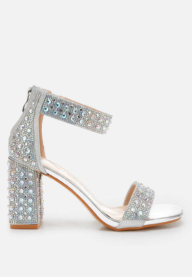 Cady Rhinestones And Sequins Block Sandals-5