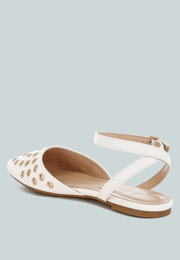 Chalcis Eyelet Detail Flat Sandals-2