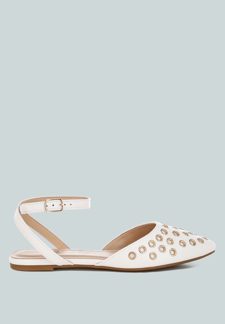 Chalcis Eyelet Detail Flat Sandals-0