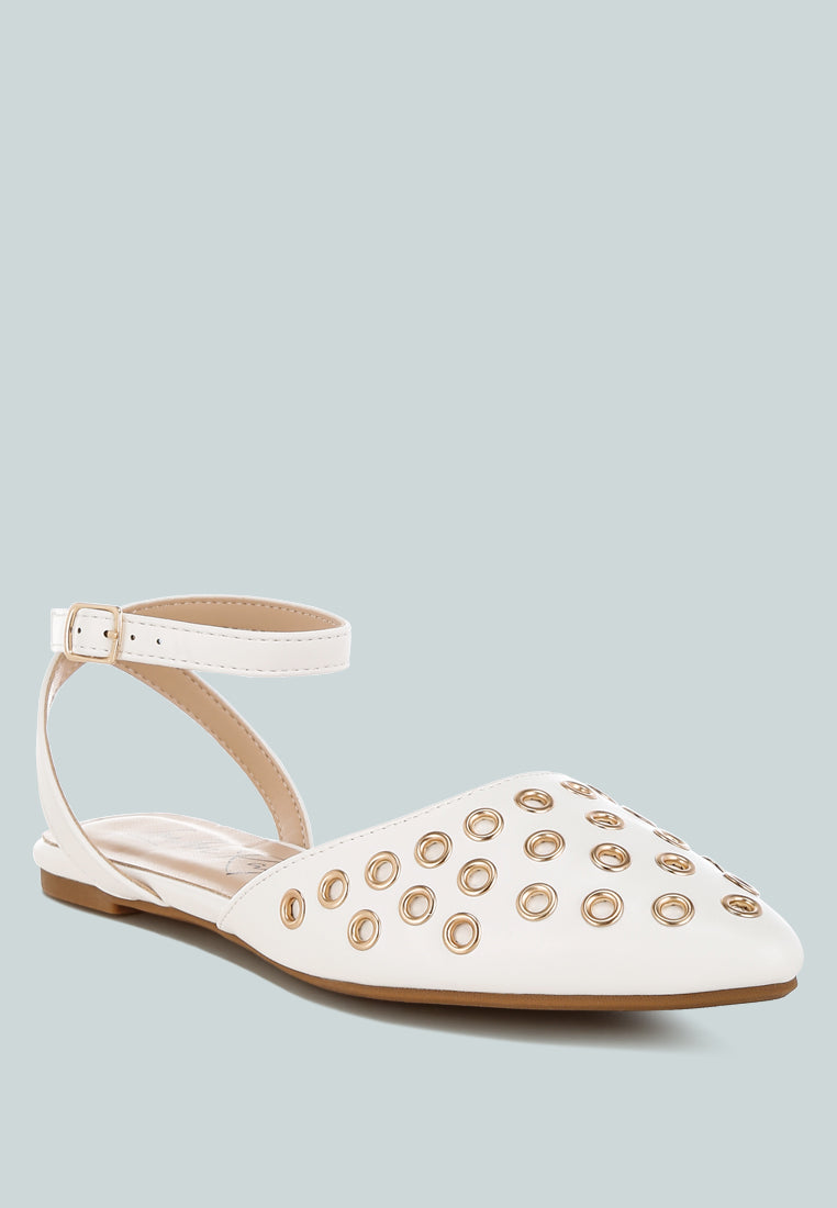 Chalcis Eyelet Detail Flat Sandals-1