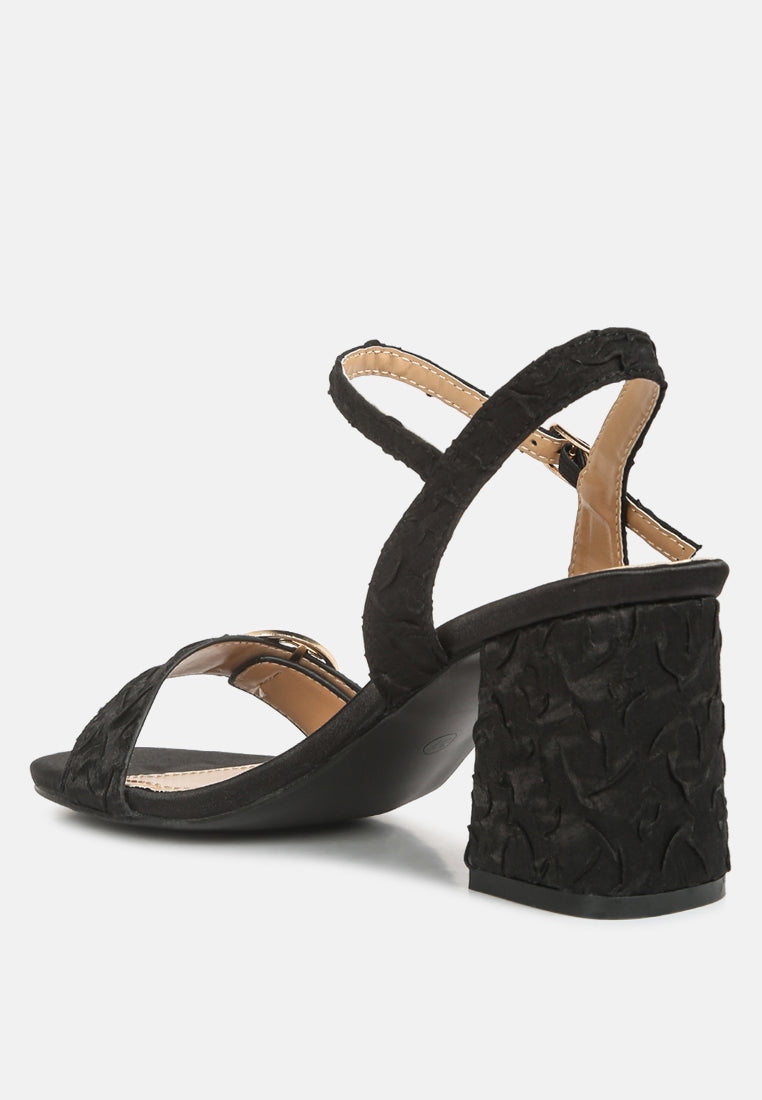 Chaplet Textured Block Heel Sandals-2