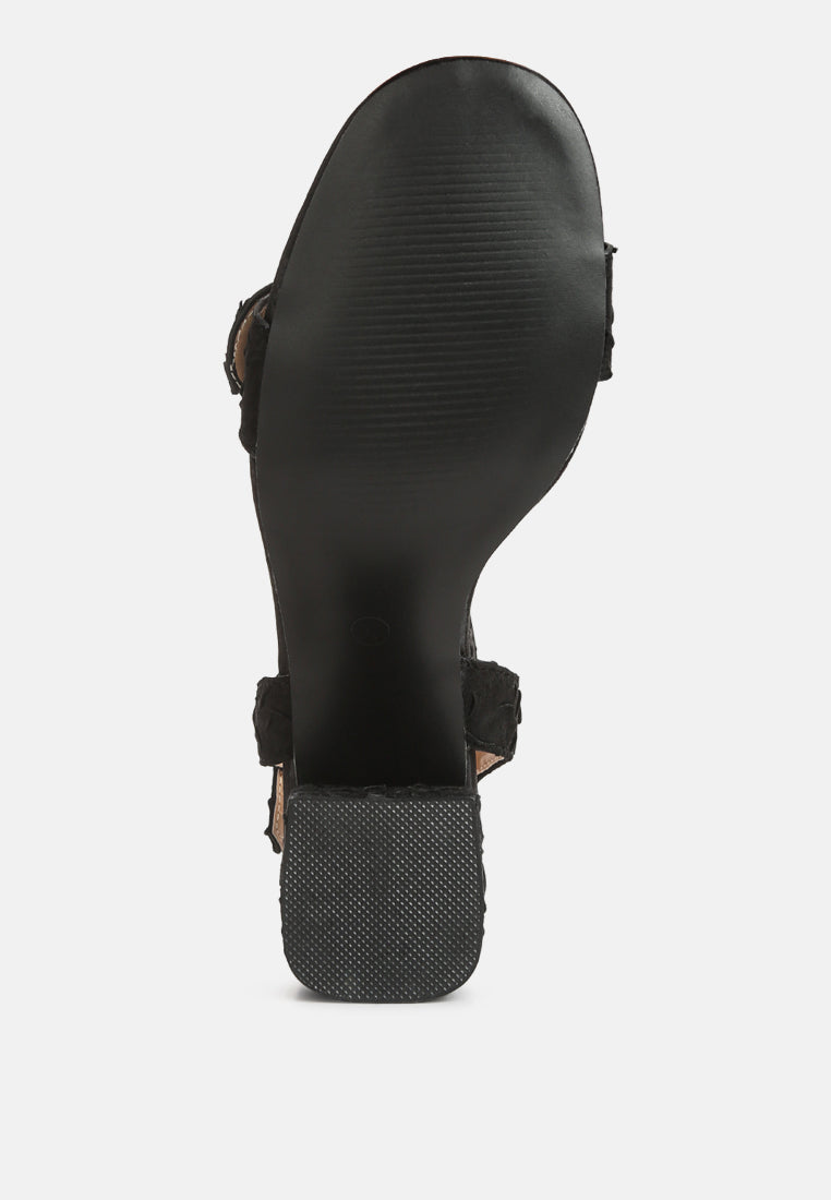 Chaplet Textured Block Heel Sandals-4