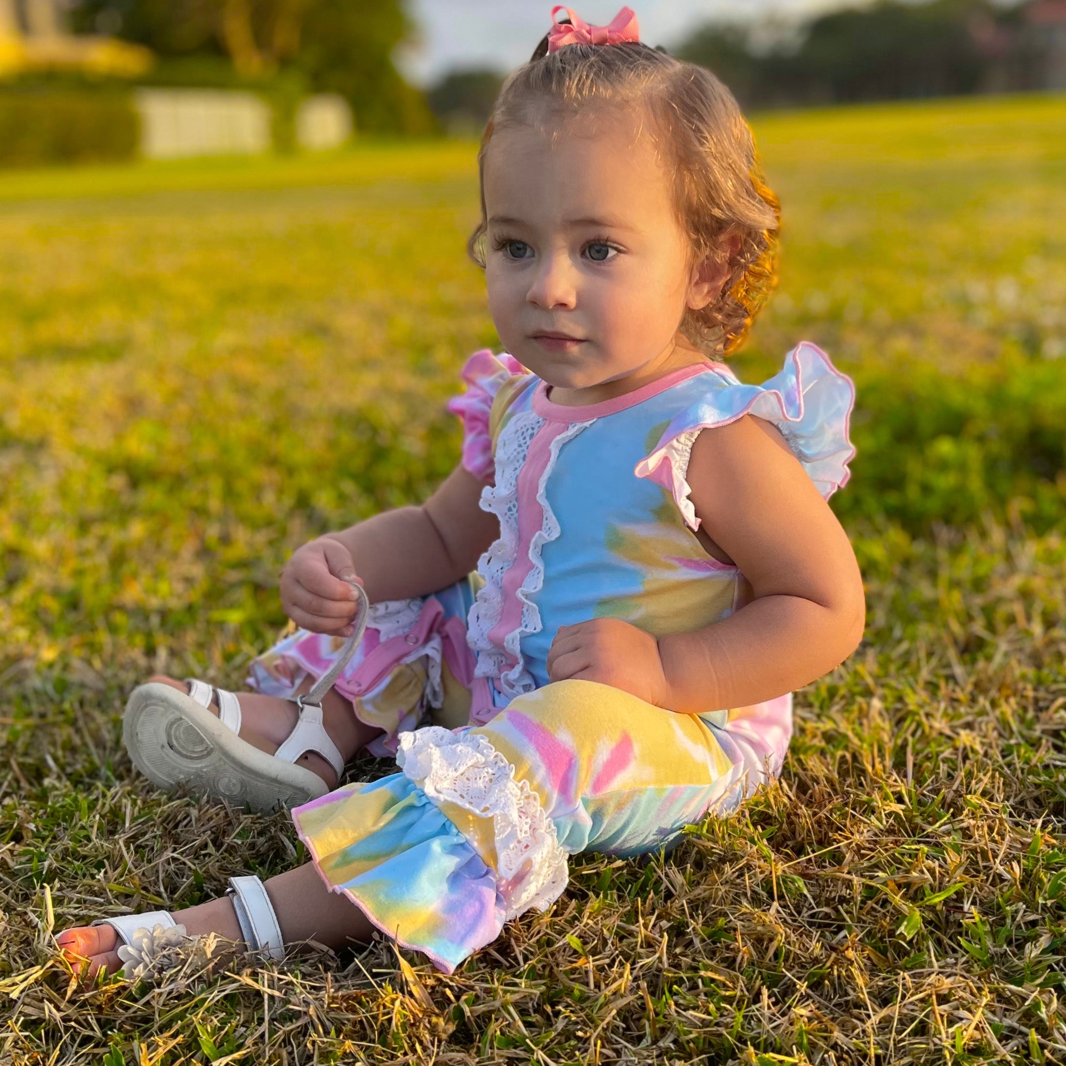 Boutique Pastel Tie Dye Baby Girls Easter Romper Onesie Toddler Jumpsuit-4