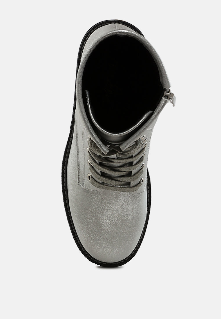 Clover Faux Leather Lace Up Boots-3