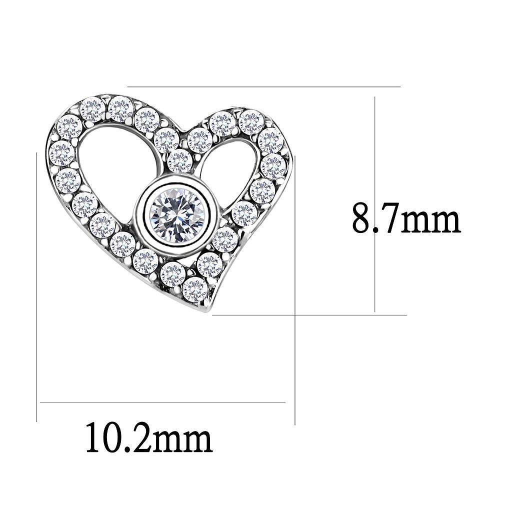 DA075 - High polished (no plating) Stainless Steel Earrings with AAA Grade CZ  in Clear-1