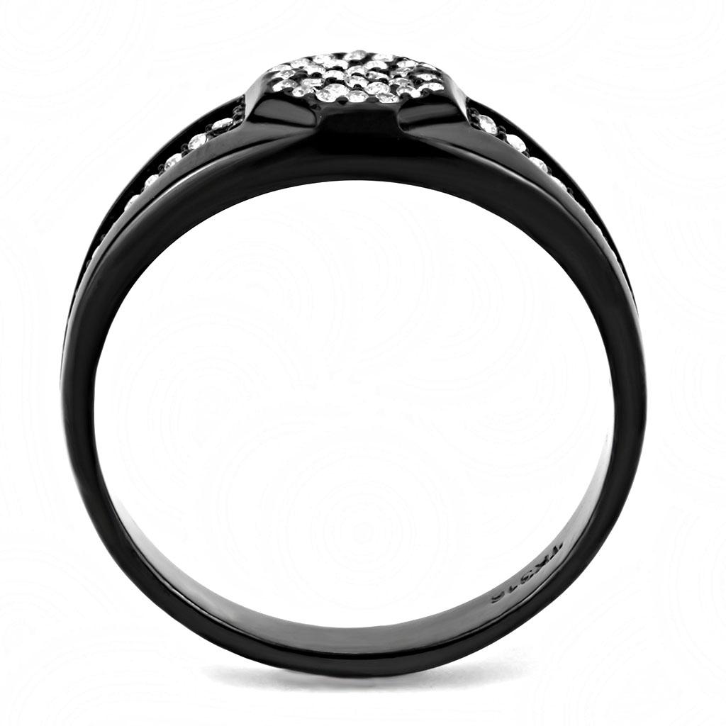 DA282 - IP Black(Ion Plating) Stainless Steel Ring with AAA Grade CZ  in Clear-2