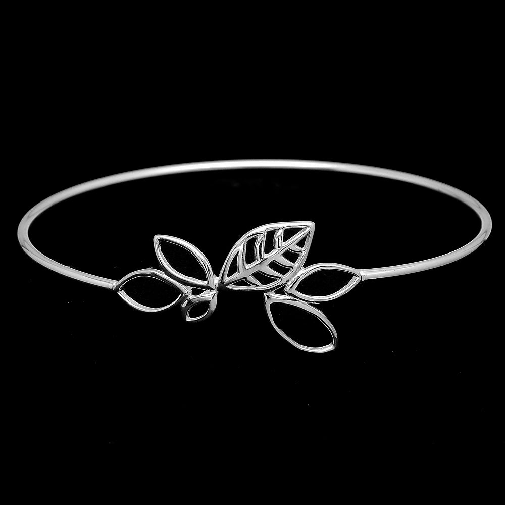 925 Sterling Silver Open Leaf Bracelet – Minimalistic Botanical Design DGB1020-0