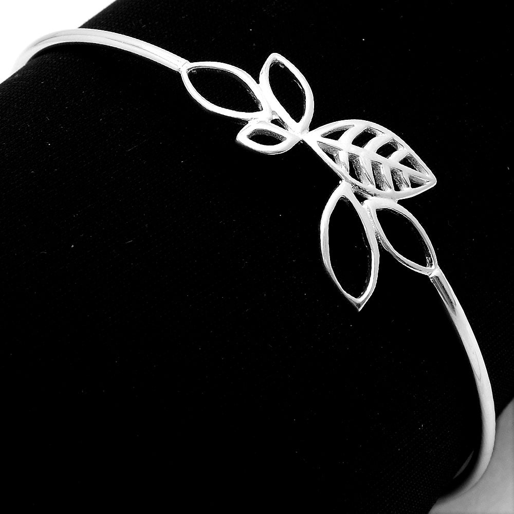 925 Sterling Silver Open Leaf Bracelet – Minimalistic Botanical Design DGB1020-2