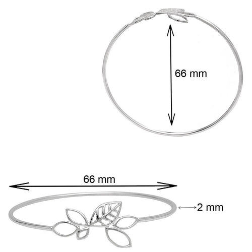 925 Sterling Silver Open Leaf Bracelet – Minimalistic Botanical Design DGB1020-1